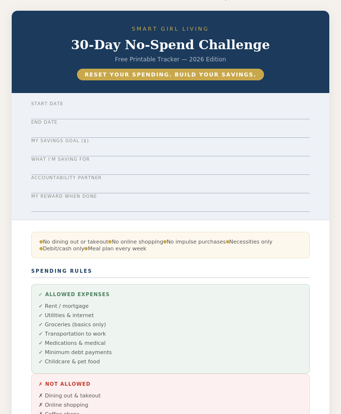 30-Day No-Spend Challenge