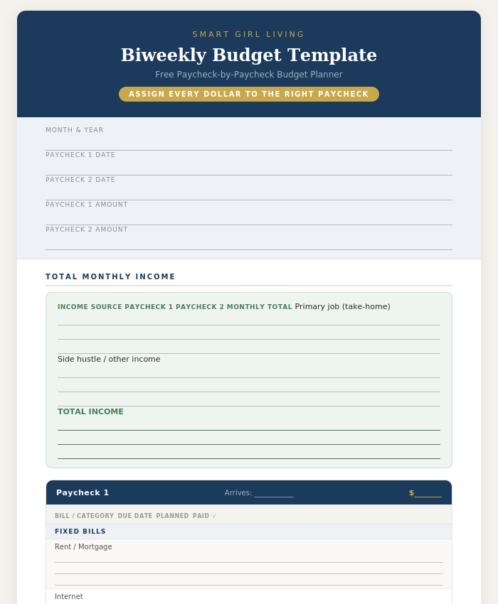 Biweekly Budget Template