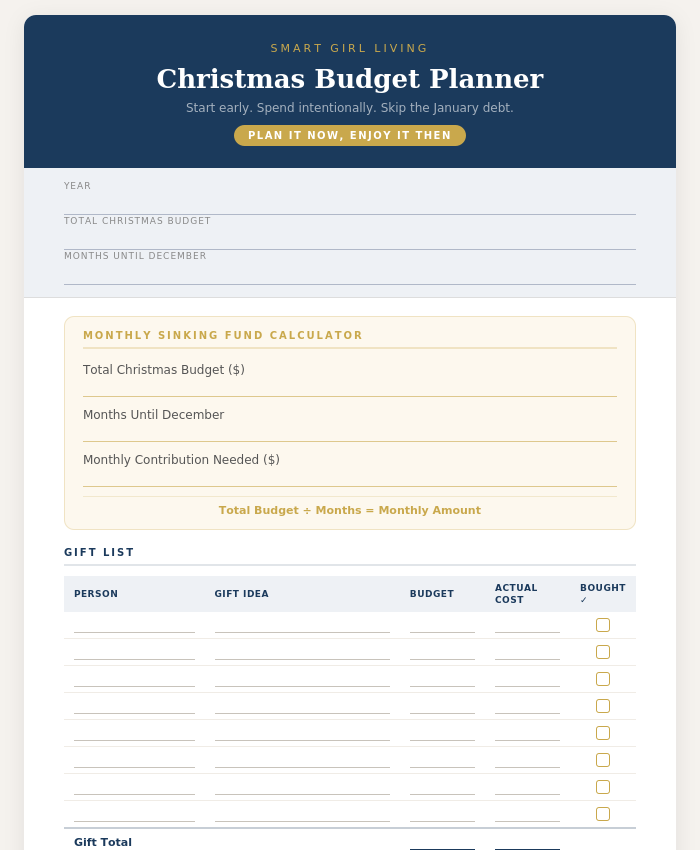 Christmas Budget Planner