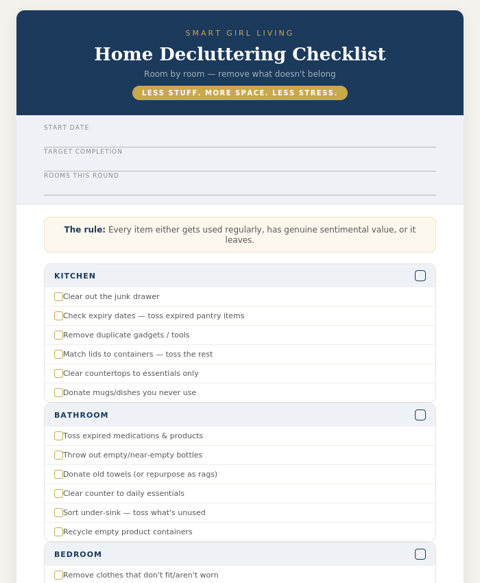 Home Decluttering Checklist